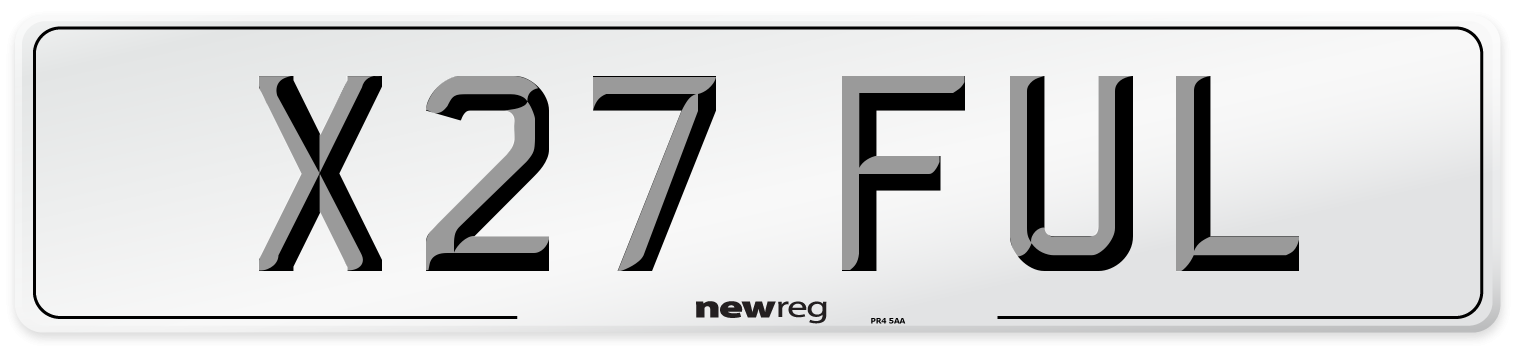 X27 FUL Number Plate from New Reg